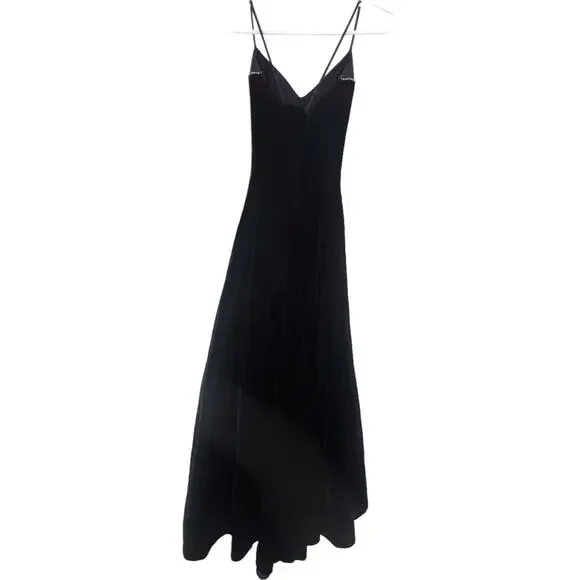 VIP Boutique long velvet prom formal gown spaghetti straps rhinestone bling 4 - Picture 3 of 8